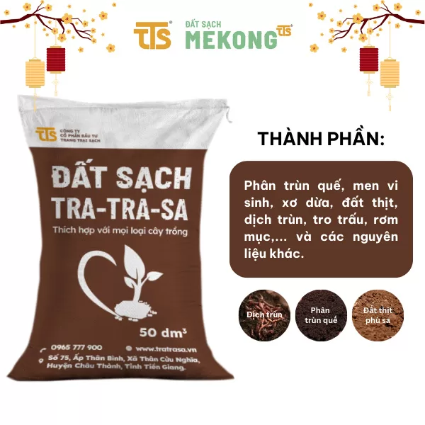 Đất Sạch Tratrasa Mekong Trồng Cây Đầy Đủ Dinh Dưỡng 20DM3, 50DM3 - Tratrasa - Ảnh 3
