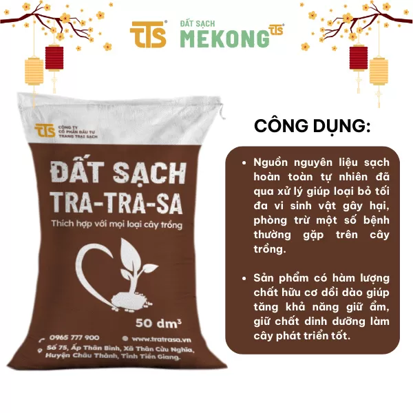 Đất Sạch Tratrasa Mekong Trồng Cây Đầy Đủ Dinh Dưỡng 20DM3, 50DM3 - Tratrasa - Ảnh 4