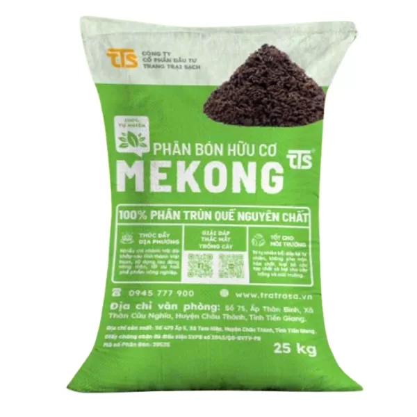 Phân Bón Hữu Cơ Mekong Trùn Quế Nguyên Chất Giúp Cây Trồng Sinh Trưởng Tốt 25kg - Tratrasa