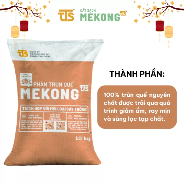 Phân Trùn Quế Mekong Hữu Cơ Nguyên Chất Bổ Sung Dinh Dưỡng Cho Cây Trồng 10KG, 25KG - Tratrasa - Ảnh 3