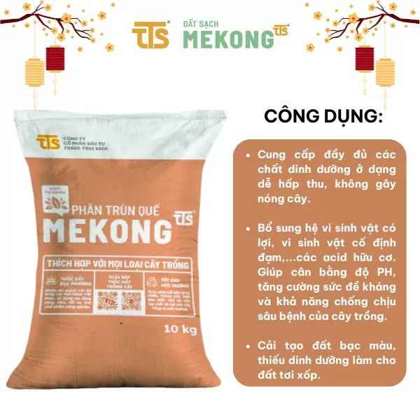 Phân Trùn Quế Mekong Hữu Cơ Nguyên Chất Bổ Sung Dinh Dưỡng Cho Cây Trồng 10KG, 25KG - Tratrasa - Ảnh 4