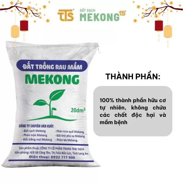 Đất Trồng Rau Mầm Mekong Hữu Cơ, An Toàn, Giàu Dưỡng Chất 20DM3 - Tratrasa - Ảnh 2