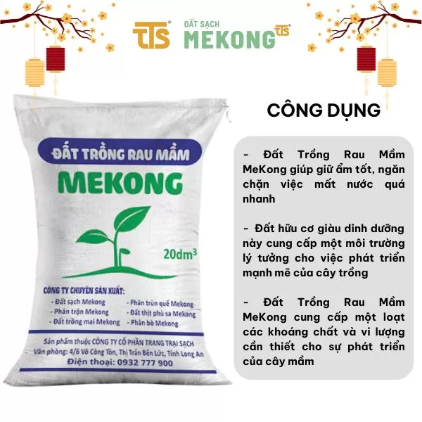 Đất Trồng Rau Mầm Mekong Hữu Cơ, An Toàn, Giàu Dưỡng Chất 20DM3 - Tratrasa - Ảnh 3